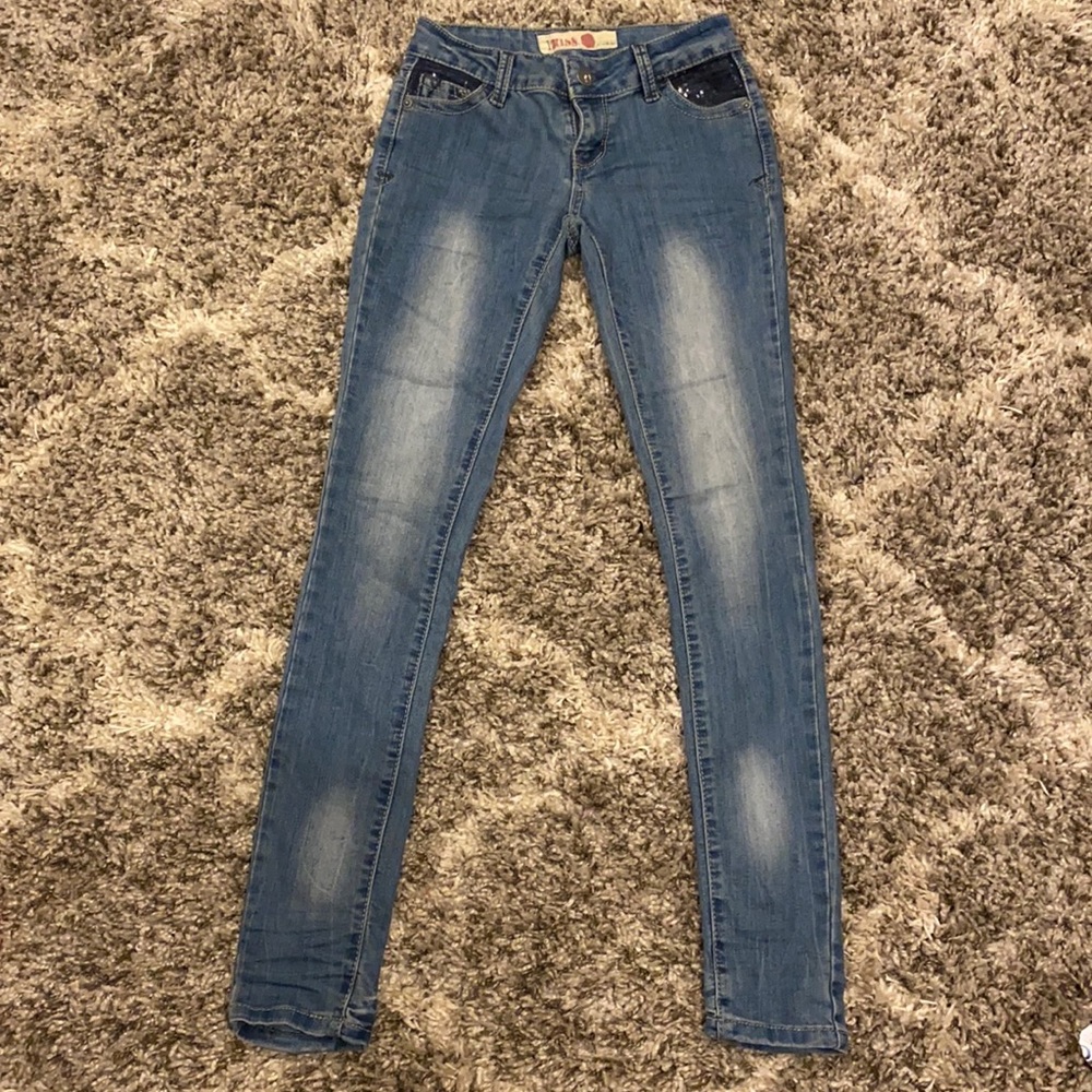 Vintage 1st Kiss Embellished Sequin Jeans Mid Rise Medium Wash Size 0 NWOT